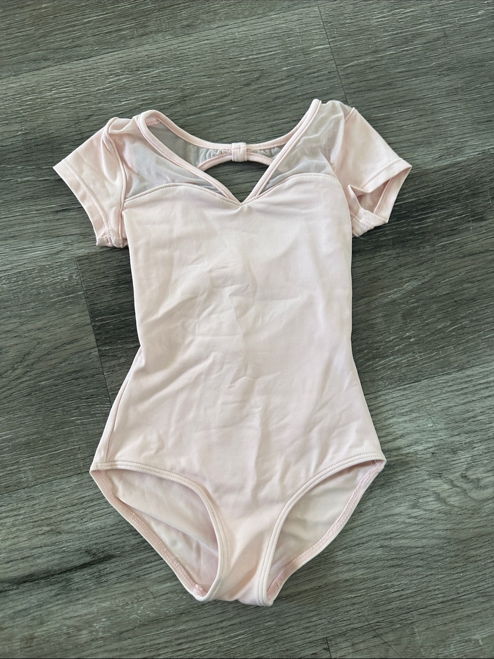 Bloch Light Pink Short Sleeve Dance Leotard with Keyhole Back